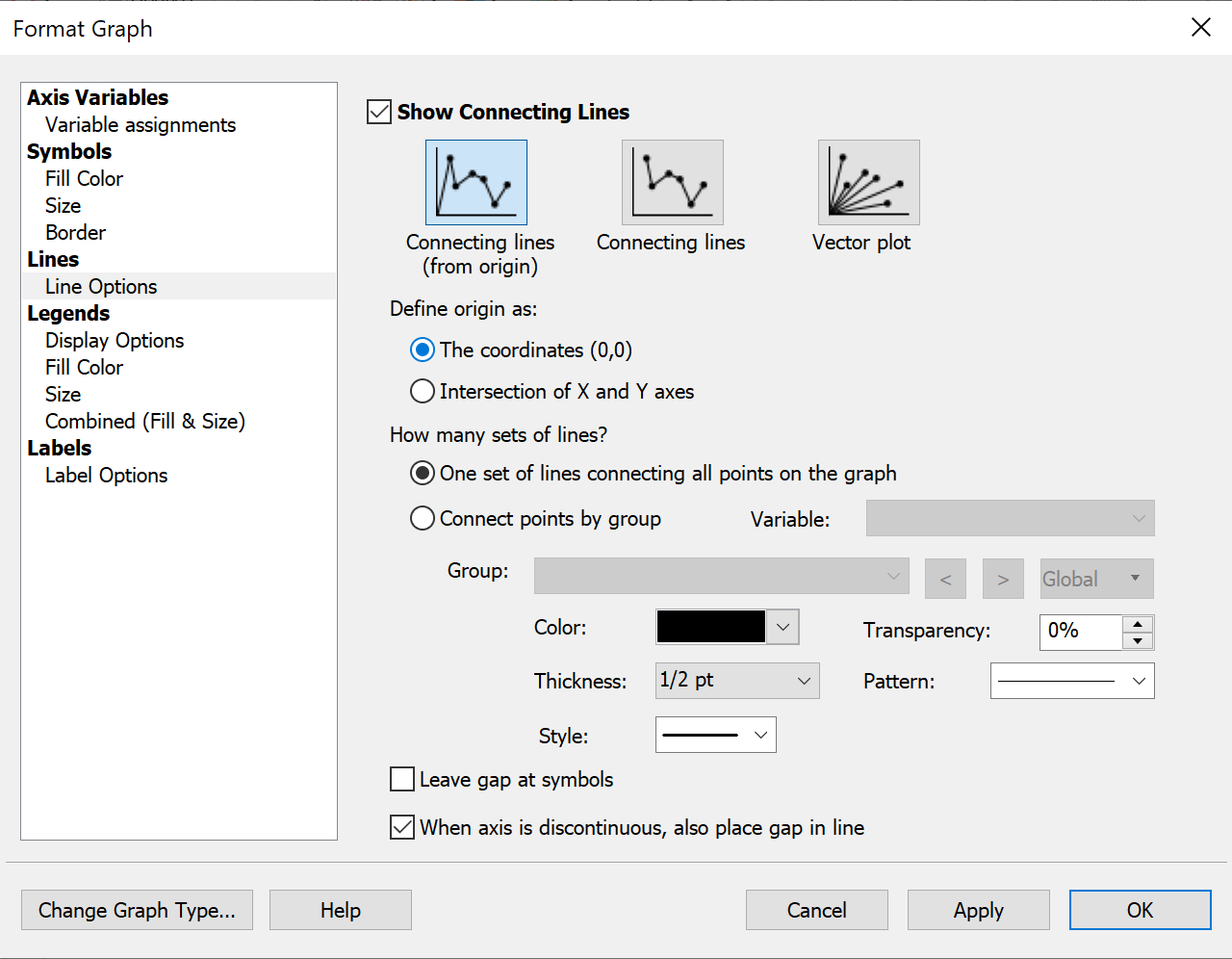 Connecting Lines Options